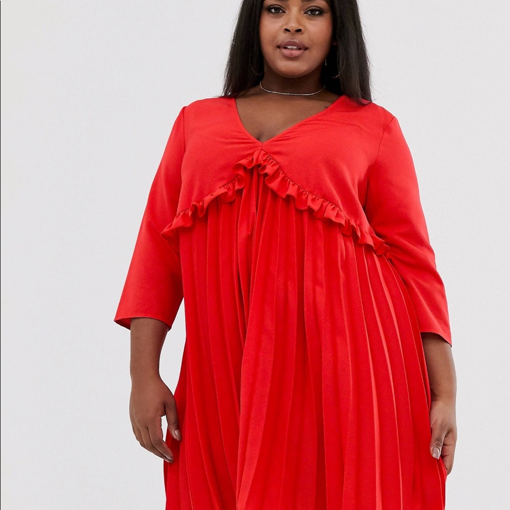NWT ASOS Curve pleated smock mini dress